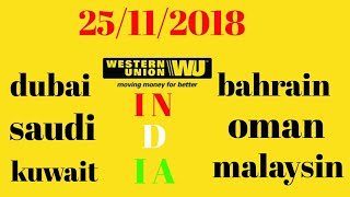 western union rate for indian rupees today