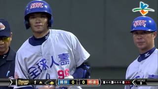 20140528-2 爆米花 國訓vs威達 1上 何昱德敲出穿越三游間的一壘安打