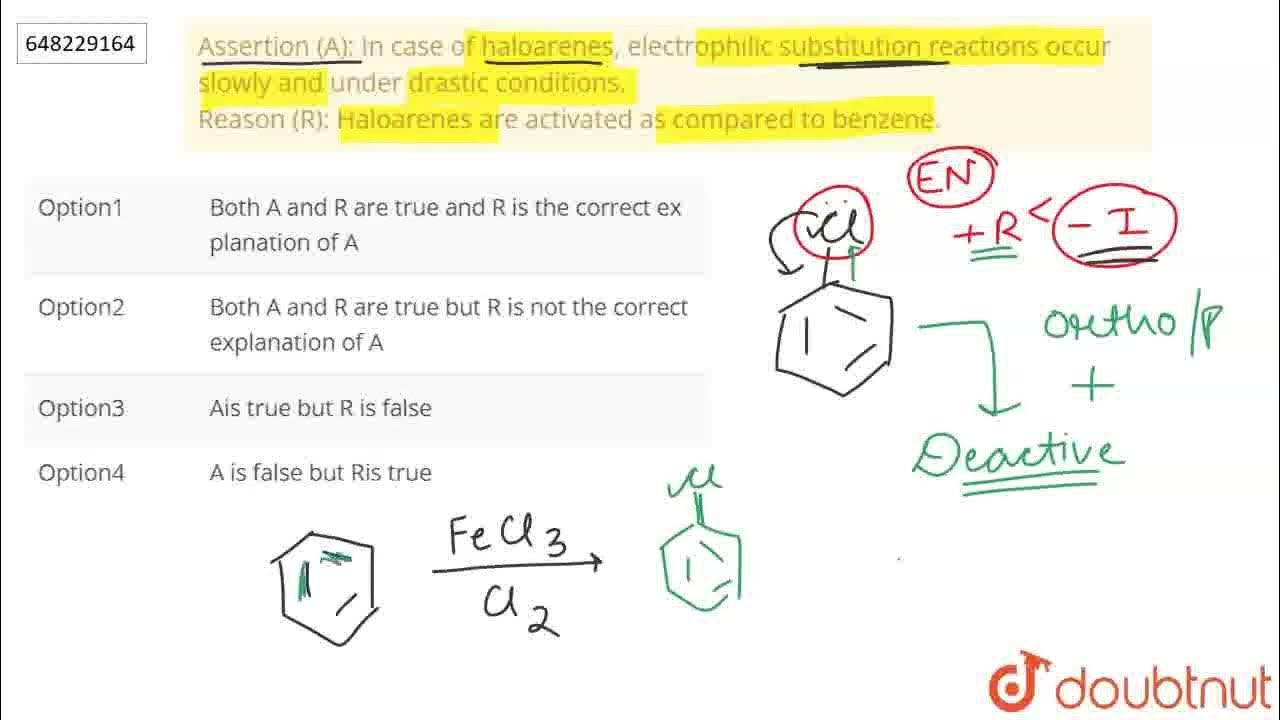 Electrophilic Substitution Reaction In Haloarenes Occur Slowly