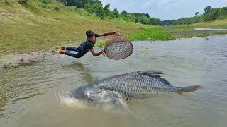 Amazing Fish Hunting Video | Village Boy Catching Fish By Bamboo Tools Polo Trap In River