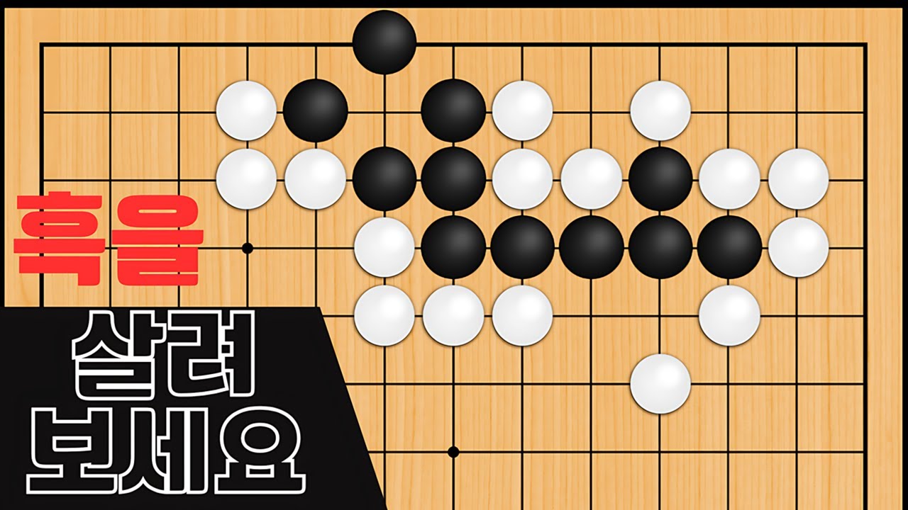 바둑 묘수 사활 - 감탄이 절로 나오는 묘수가 있습니다. 흑을 살려보세요