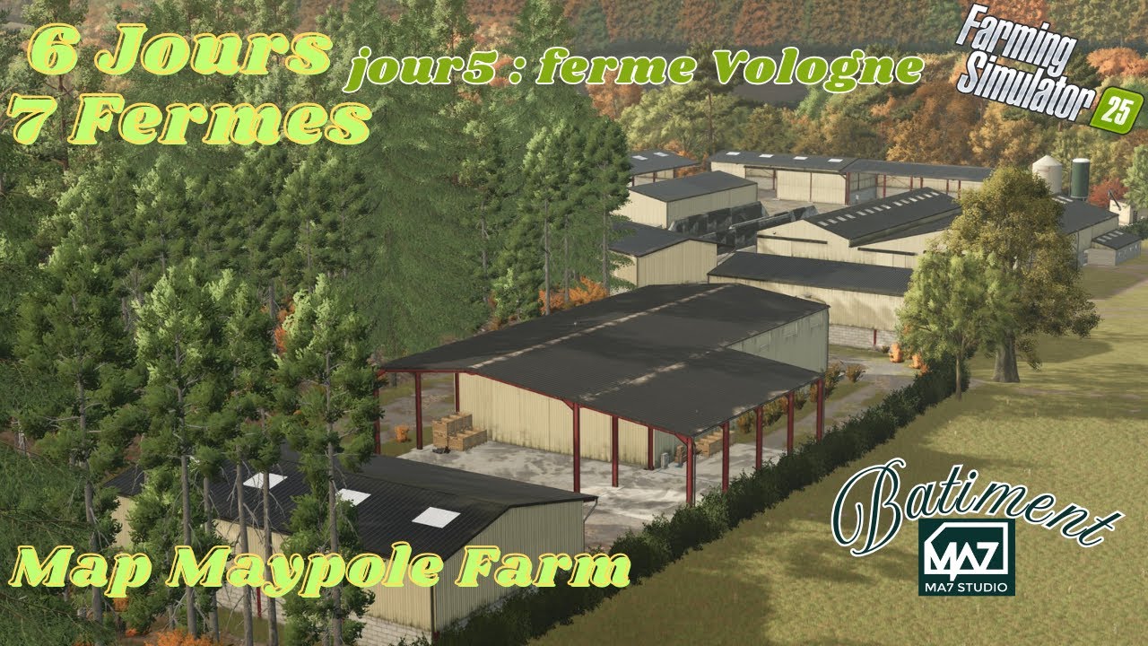 Jour 5 : Ferme réalisé entièrement avec les bâtiments série Vologne des studio MA7 Sur Maypole Farm