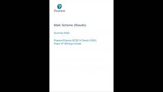 Pearson EDEXCEL GCSE Greek FoundATIon Tier Paper 4 2025 Mark Scheme