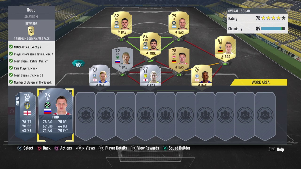 FIFA 17 CHEAPEST QUAD SQUAD BUILDER CHALLANGE