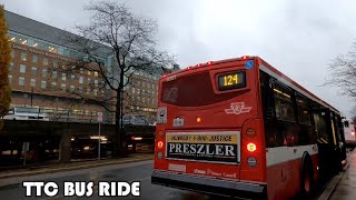 4k TTC Route 124 Bus Ride From Lawrence Station To Sunnybrook (George Hees Wing)