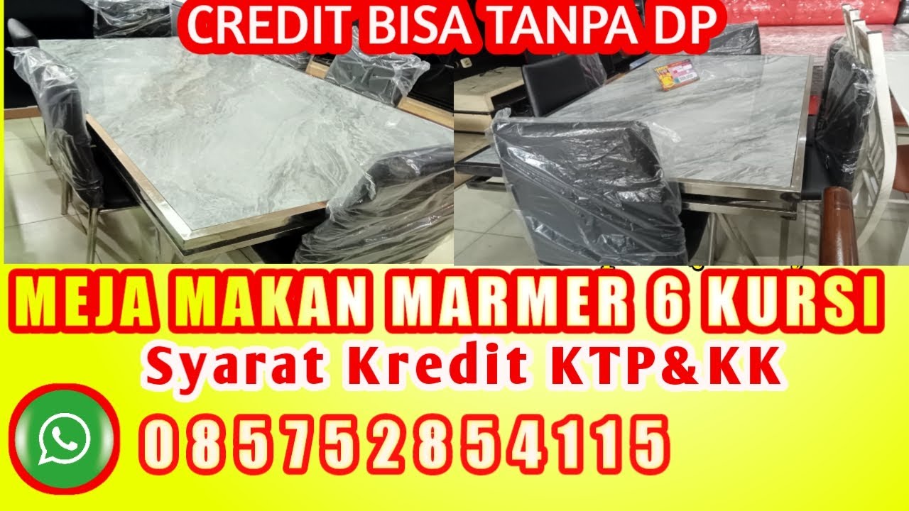 MEJA MAKAN MARMER 6 KURSI, KREDIT BISA TANPA DP, Khusus Wilayah Kota Pontianak & Kubu Raya.