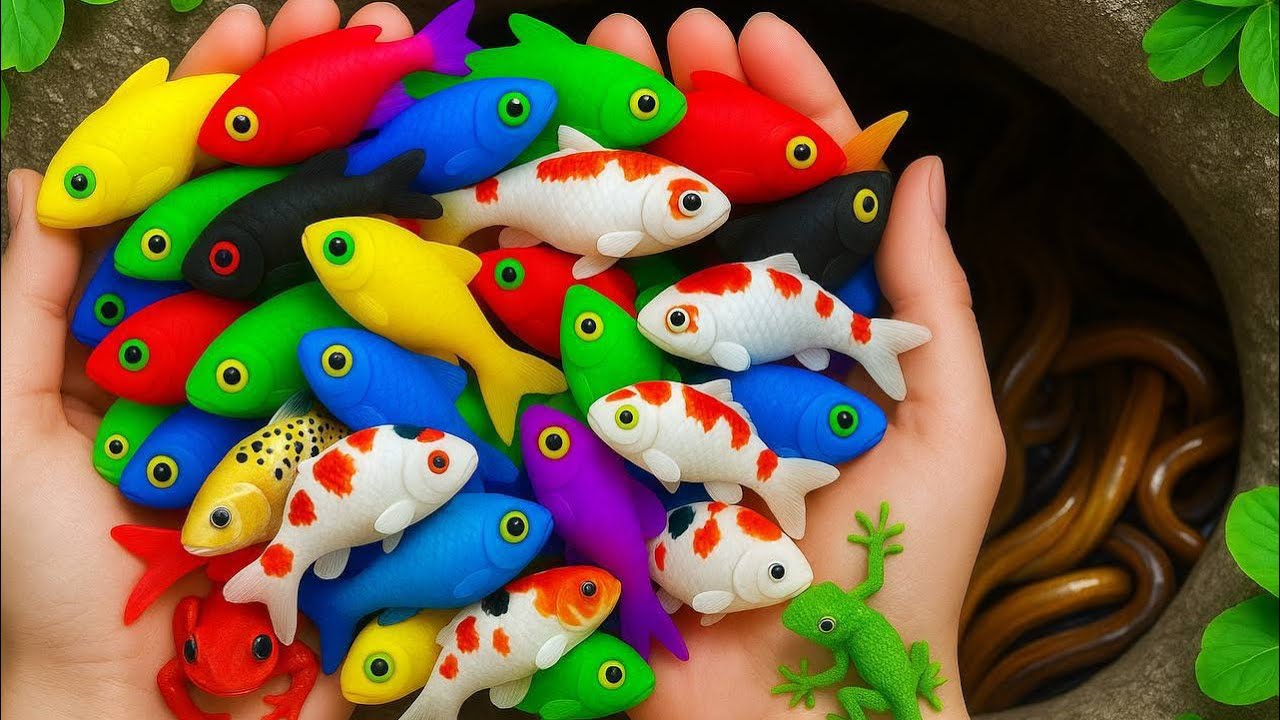 Catch beautiful aquarium fish in small pond baby turtles, molly fish, pencil fish, guppies, iguanas.