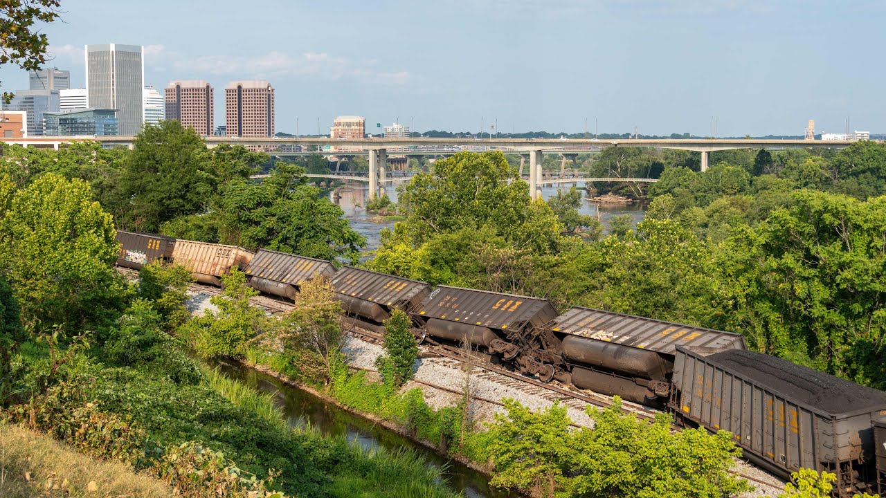 CSX Coal Train Derailment Along the James River in Richmond, Virginia ...