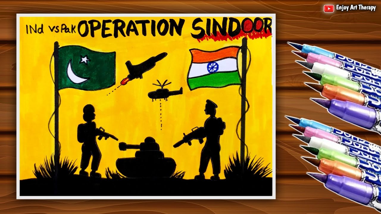 Operation Sindoor Drawing | India Pakistan War Drawing | India vs Pakistan War Poster Drawing
