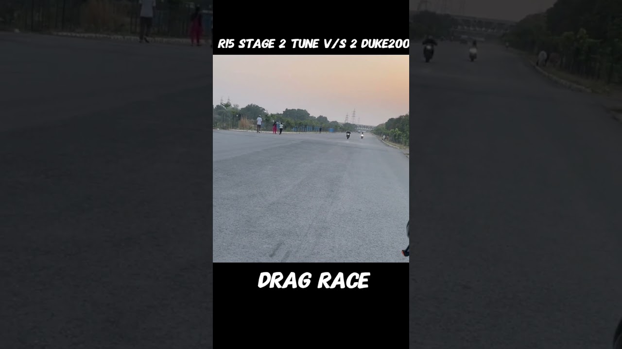 Drag race r15 stage 2 tuning v/s 2 duke 200 #motorcycledragracing #ridered #duke390 #readytorace