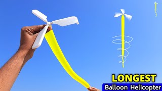 how to make longest Balloon Helicopter , how to make Flying toy , easy homemade propeller flying toy