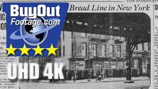 Great Depression Headlines - Unemployment and Breadlines 4K Stock Footage