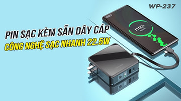 REMAX VIETNAM | Pin sạc dự phòng kèm sẵn dây cáp - Công nghệ sạc nhanh 22.5W | WEKOME WP-237