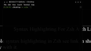 Syntax Highlighting For Zsh Arch GNU / Linux