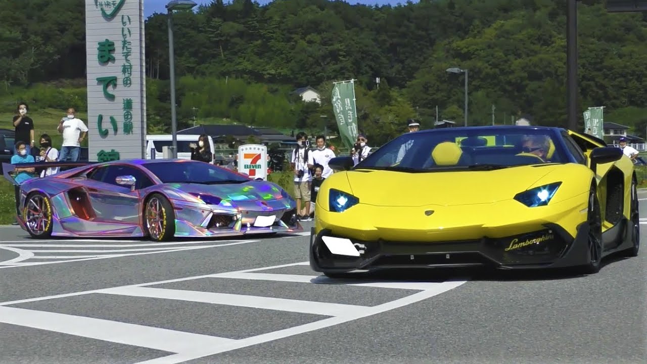 【諸星一家 爆音空ぶかし‼】ド派手なランボルギーニ集団の空ぶかし・爆音加速サウンド‼