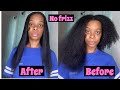 How to straighten natural curly hair with NO FRIZZ + what I use to grow my hair