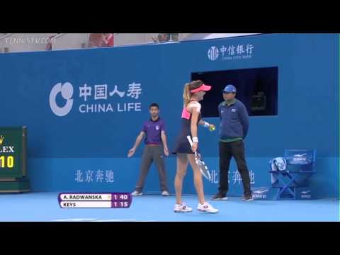 Agnieszka Radwanska crushes a 99 mph forehand winner at the 2013 China Open