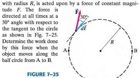 An object, moving along the circumference of a circle with radius is acted upon by a force of cons