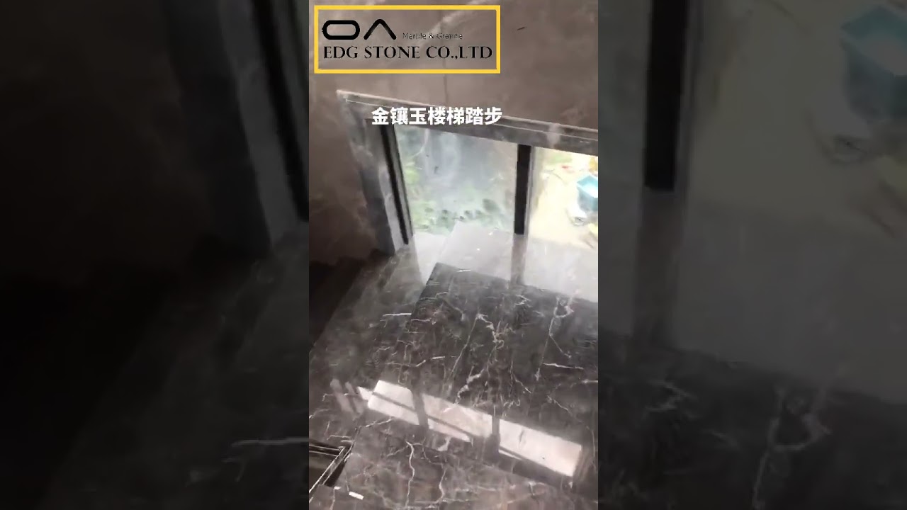 Imperial Brown marble stair project is finished now