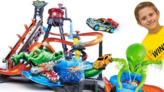 Автомойки И Машинки Hot Wheels Меняющие Цвет - Машинки Хот Вилс Против Крокодила И Осьминога