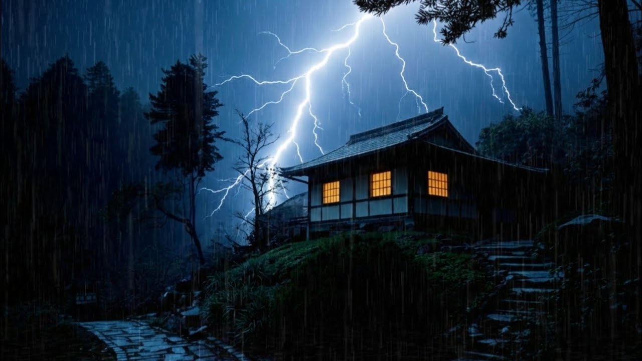 Violent Thunderstorm Sounds 🌩️ Pouring Rain, Loud Lightning & Intense Thunder for Deep Sleep
