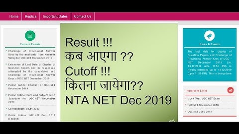 NTA UGC NET Result Dec 2019 - Expected Cutoff -Final Ans Key