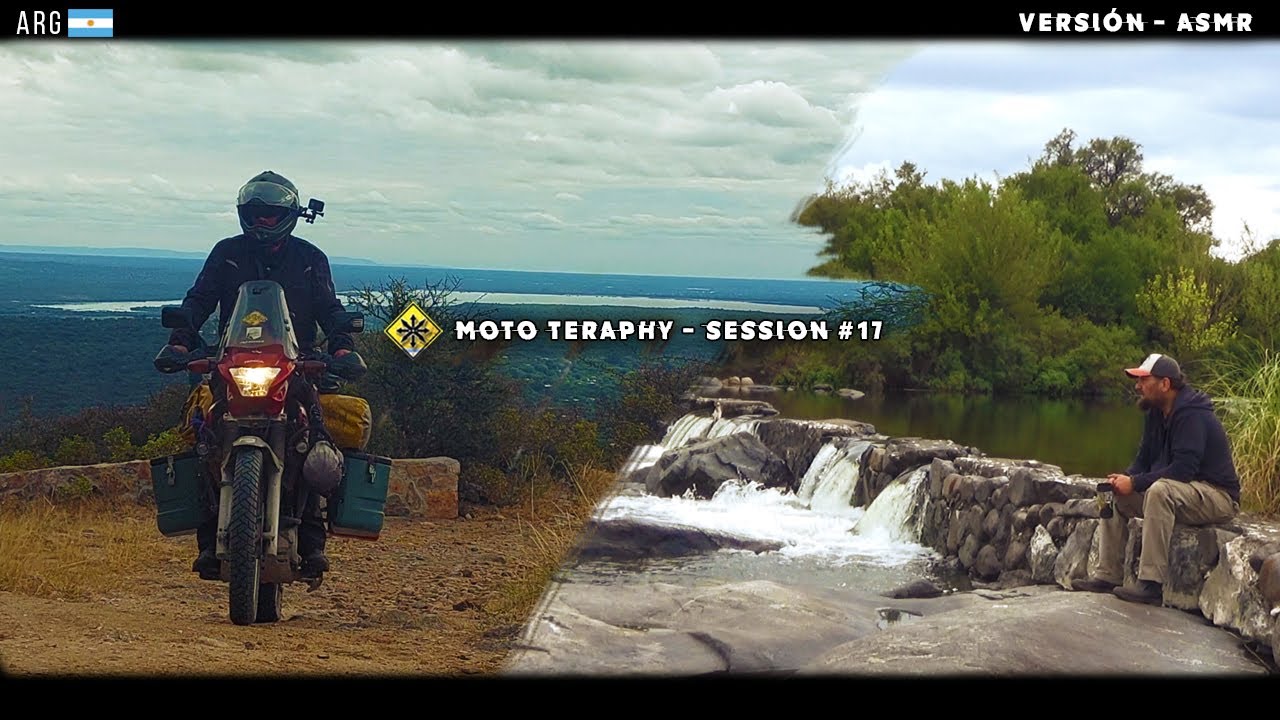 Одиночный кемпинг на мотоцикле, природа и отдых рядом с водопадом - ASMR