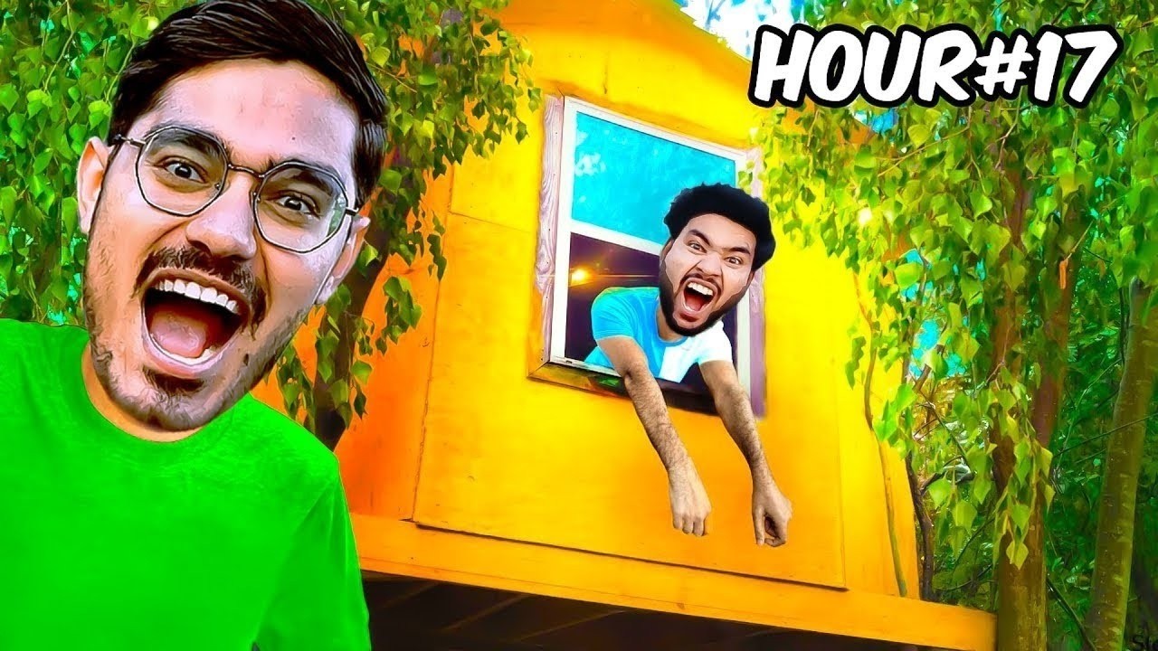Living 24 Hours in Tree House Challenge पहेली बुझाओ काम चलाओ Challenge ...
