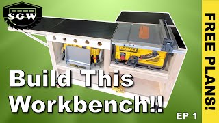 HOW TO BUILD a Multi Purpose Woodworking Dewalt Table Saw Cart & Workbench | Ep 1