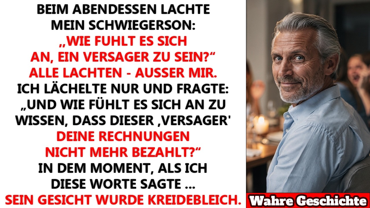 „Wie fühlt es sich an, ein Verlierer zu sein?“, lachte mein Schwiegersohn am Esstisch. Alle lachten außer mir. Ich legte die Gabel hin. Fünfzehn Jahre hatte ich still ihre Hypothek bezahlt, die...