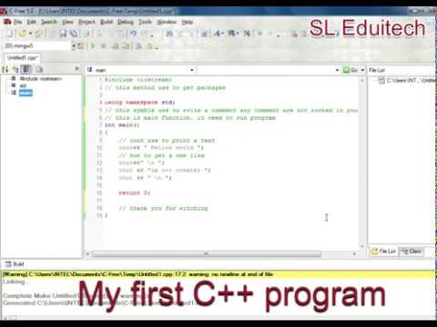 C++ first lesson  |  print a text as hello world |  sl eduitech