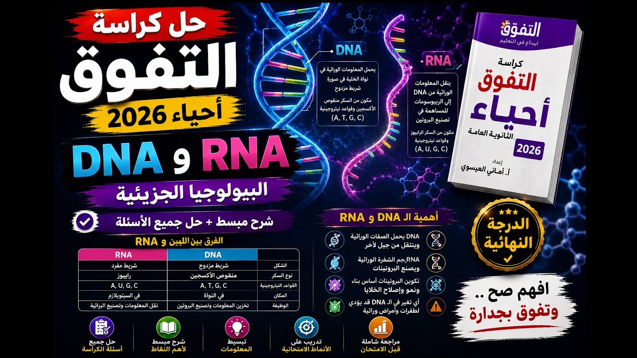 حل كراسة التفوق أحياء 2026 | البيولوجيا الجزيئية DNA & RNA 🔥 أقوى شرح وحل أسئلة بالنظام الجديد
