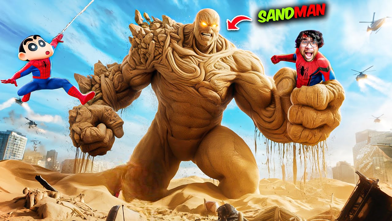 Shinchan Became Spider-Man! Our INSANE Battle Against Sandman!🕷️⚔️