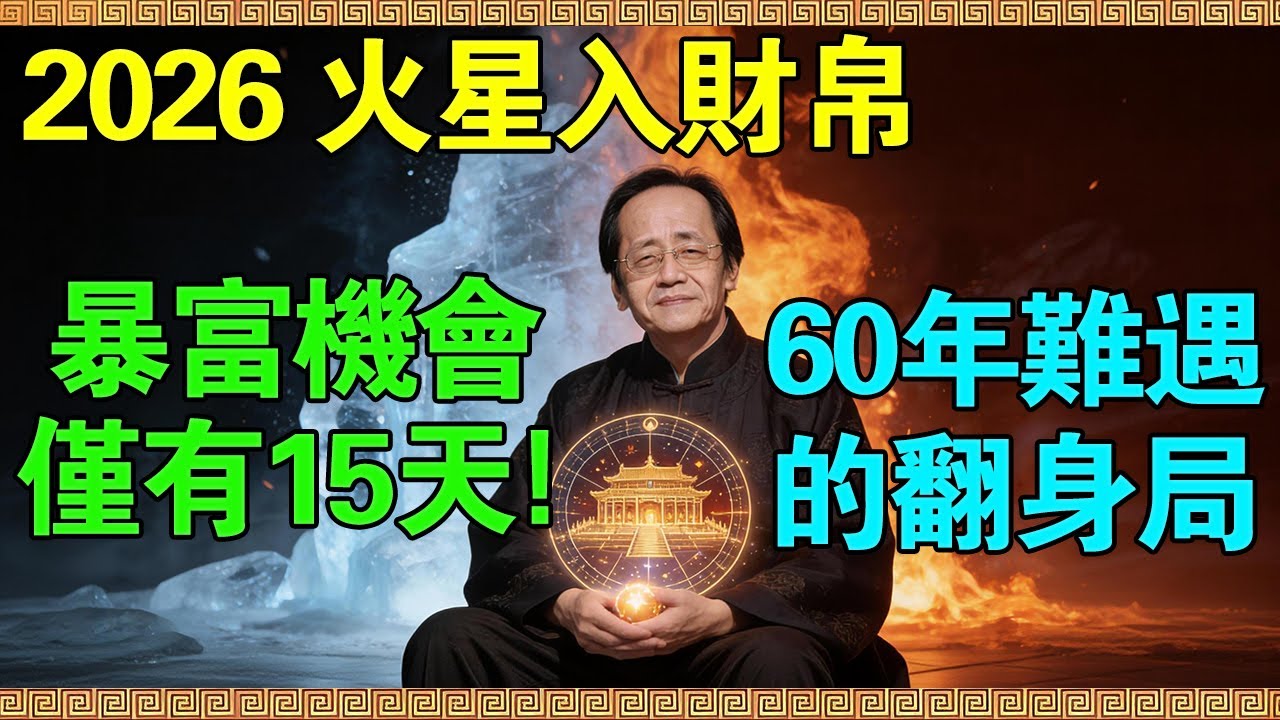2026年“火星入財帛”，這是60年一遇的翻身局！倪海廈：學會這招“水火既濟”，才能守住這潑天富貴！#倪海廈 #命理運勢 #2026財富機遇 #離火九運 #火星入財帛 #紫微鬥數 #三元九運