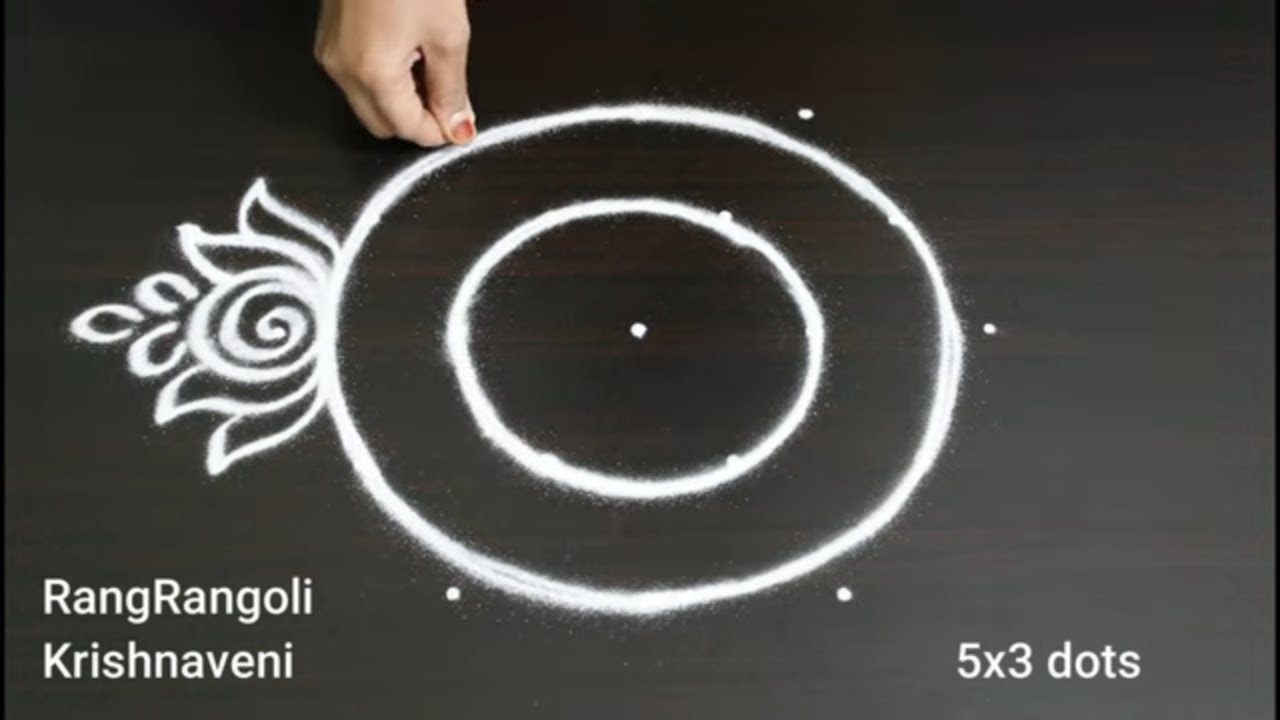 Easy Kolam Designs🌺5x3 dots Traditional Rangoli🌺Daily Muggulu🌺RangRangoli Krishnaveni