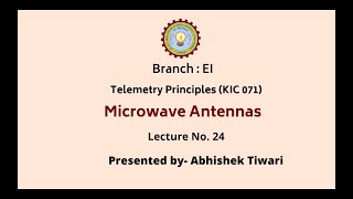 Telemetry Principles | Microwave Antennas | AKTU Digital Education
