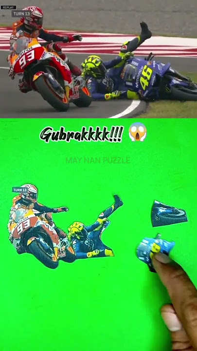 Valentino Rossi terjatuh saat duel balap dengan Marc Marquez 😱#shorts #motogp