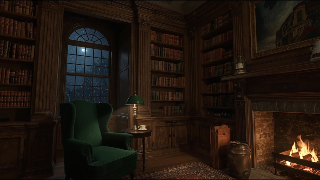 A Rainy Night in a Victorian Library ☔📚 | 90 Minutes of Deep Sleep & Relaxation