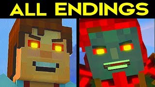 Minecraft Story Mode Season 2 Episode 3 ALL ENDINGS Bad Ending 1 Good Ending 2 SECRET ENDING