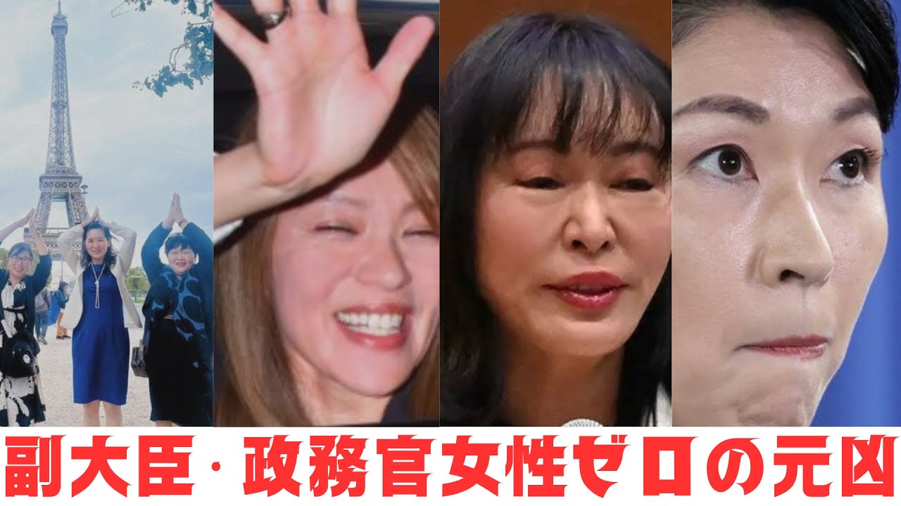 ドリル優子・松川るい16世・今井エリー・アントワネット・ブライダルまさこ…副大臣・政務官女性ゼロの元凶を扱う動画のサムネイル