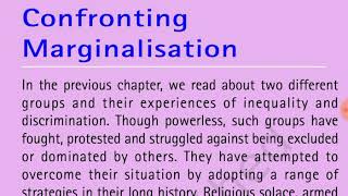Class8th Civics Chapter 8 Confronting Marginalisation part 1 full explanation हिंदी में