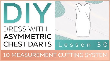 DIY: How to work with basic pattern.10 measurement cutting system. Dress with asymmetric chest darts