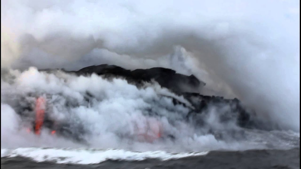Kilauea Volcano Lava Flow into Ocean, Hawaii - YouTube