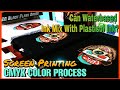 Screen printing cmyk color process  bear  can waterbased ink mix with plastisol ink