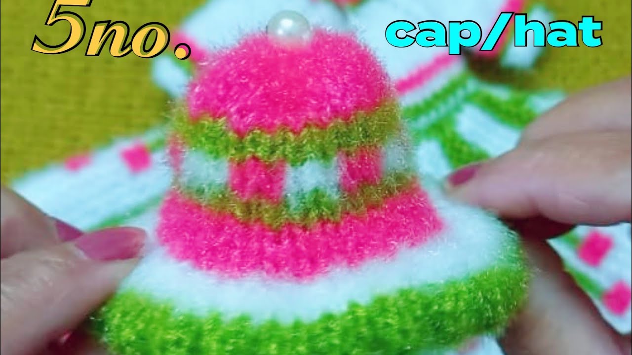 आसान तरीके से बनाएं 5नंबर कान्हा जी के लिए सुंदर टोपी/knit beautiful cap/hat for laddugopal #knit