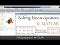 How to solve linear equation in matlab  systems of linear equation in matlab  matlab tutorial