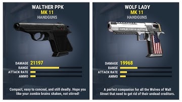 DEAD TRIGGER 2 WALTHER PPK VS. WOLF LADY COMPACT COMPARISON GAMEPLAY HIGHLIGHTS #dt2
