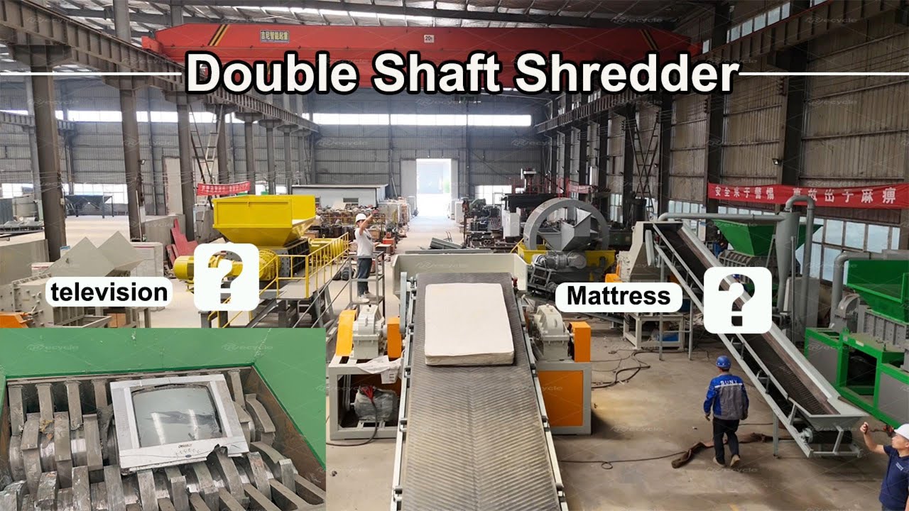 Solid Waste Recycling in Action | Double Shaft Shredder for TVs & Mattresses