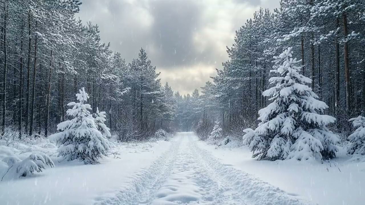 A Quiet Winter Afternoon Wrapped in Falling Snow and Pale Light