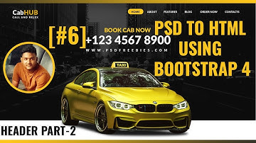 PSD to HTML convert using bootstrap 4 | Header Section Part-2 | Responsive Website [#6]